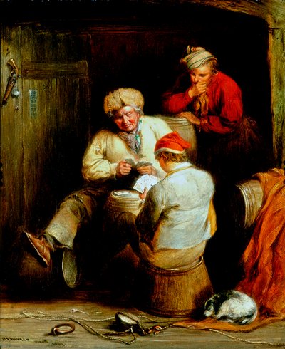 Smugglers Playing Cards by Henry Perlee Parker